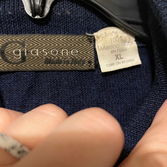 Giasone Merino Wool Turtleneck Sweater Blue XL - Picture 2 of 3